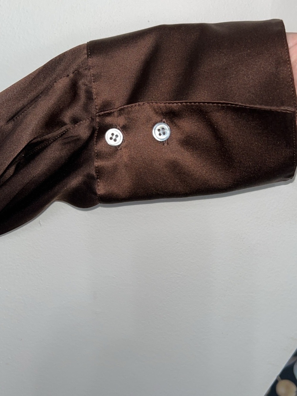 Valerie Stevens Chocolate Brown Silk Button Down Blouse Size L - Picture 4 of 9